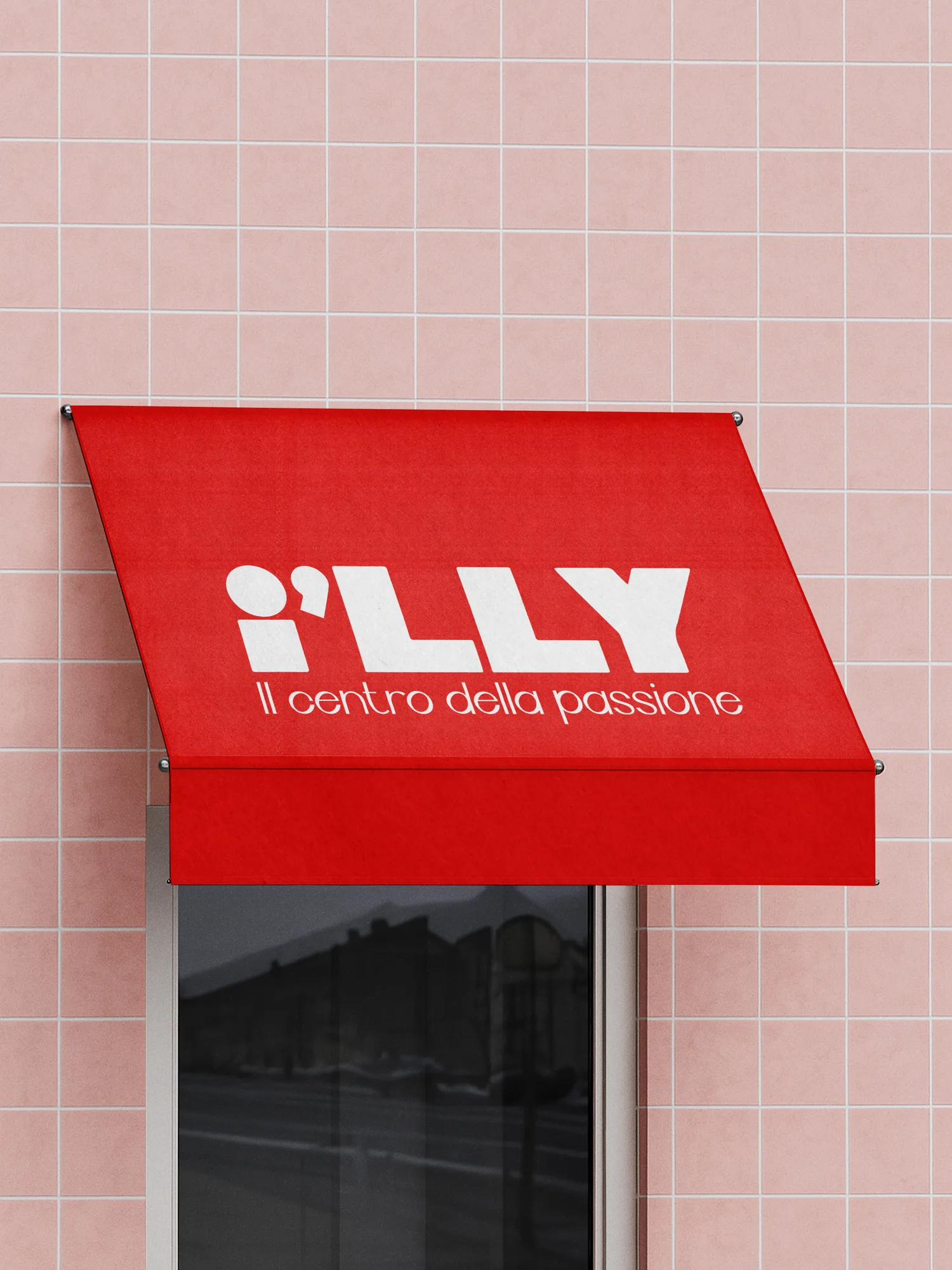 Identité visuelle Illy, store rouge